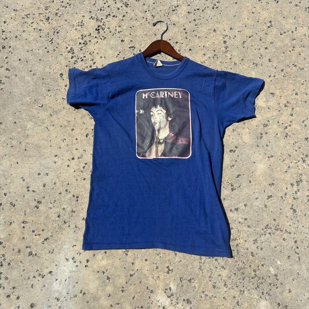*RaRe* Vintage (1975) PAUL McCARTNEY The Beatles Blue T-SHIRT | size medium